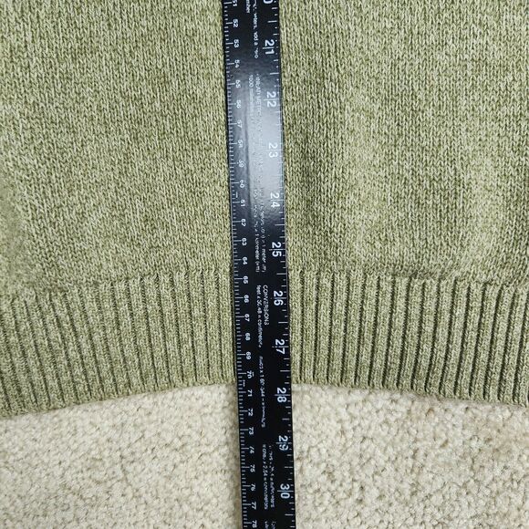 Chaps Henley Sweater Men's Large Long Sleeve Green Ribbed Hem Elbow Patch - Picture 6 of 7